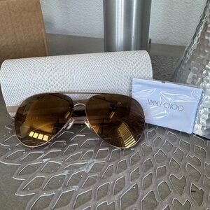 Jimmy Choo Brown Aviator Sunglasses- style is Gray